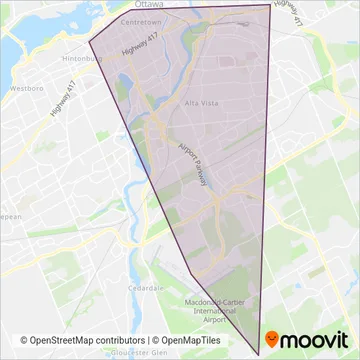 OC Transpo (Tram) coverage area map