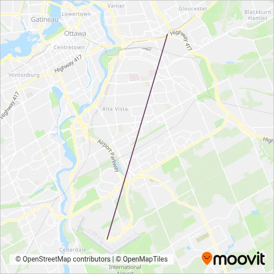 OC Transpo (Tram) coverage area map