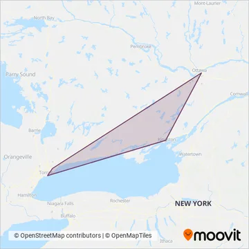 Megabus Canada coverage area map