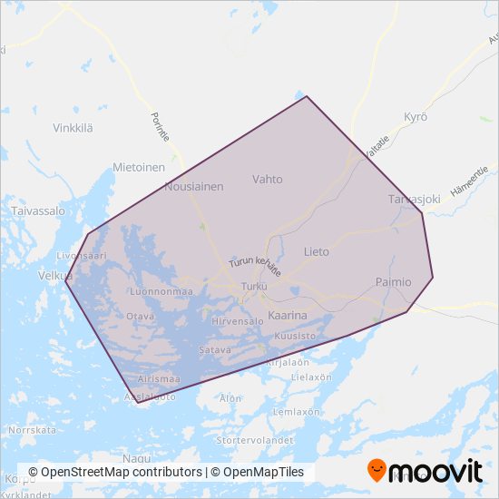 FÖLI Turun seudun joukkoliikenne coverage area map