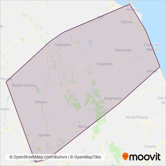 Contram Mobilita s.c.p.a. coverage area map