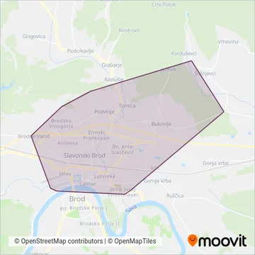 Terzić bus coverage area map