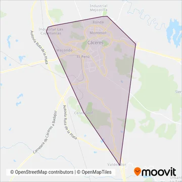 CACERES coverage area map