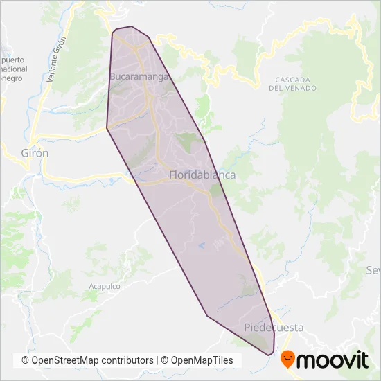 Metrolínea - Pretroncales coverage area map
