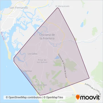 CMTBC - Chiclana (Urbanos) coverage area map