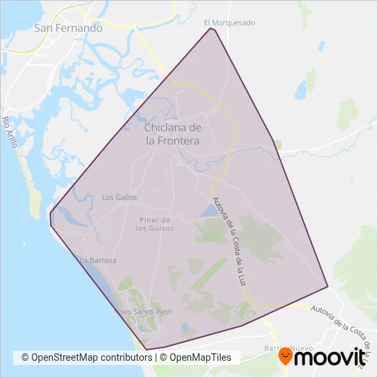 Transporte Urbano de Chiclana coverage area map