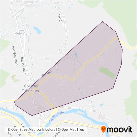 Viação Acaiaca coverage area map