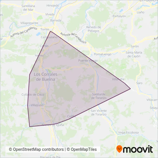 Cobertura del mapa de Autocares Juan Ruiz