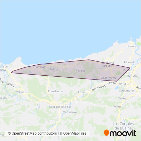 Mapa del área de cobertura de A.La Cantabrica de Comillas,S.A.