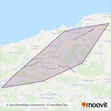 Mapa del área de cobertura de Autotour Aranda Calderon