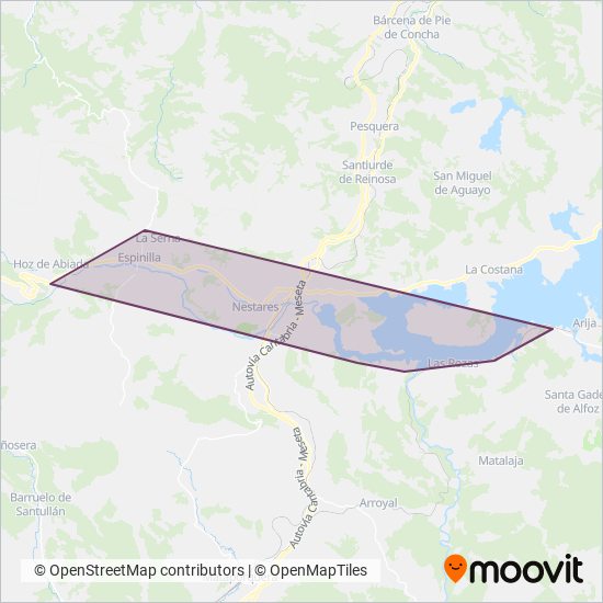 Mapa del área de cobertura de Autocares Donato,S.L.