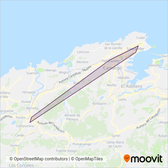 Mapa del área de cobertura de Autobuses Alsa