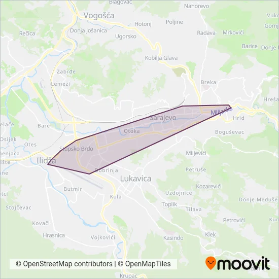 Gras (Tram) coverage area map