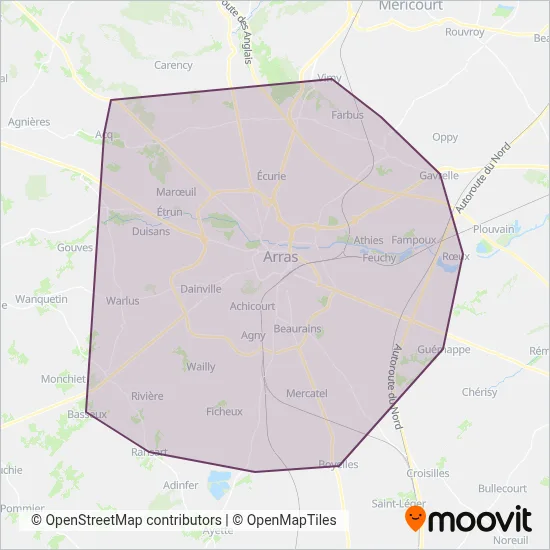 Carte de la zone de couverture de Artis