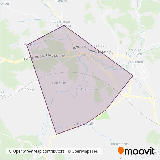 Mapa del área de cobertura de Rubiocar