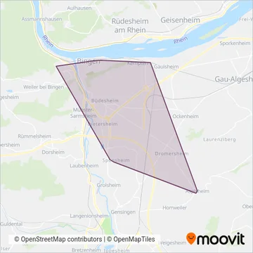 Stadtverkehr Bingen coverage area map