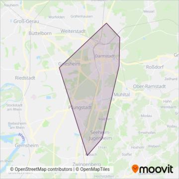 HEAG Mobilo (Tram) coverage area map