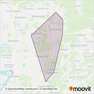 HEAG Mobilo (Tram) coverage area map