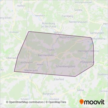 RhönEnergie Bus GmbH (NVV) - Bus coverage area map