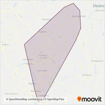 DB Regio AG Mitte Region Hessen coverage area map