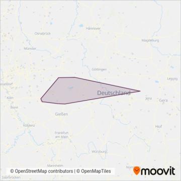 DB RegioNetz Verkehrs GmbH Kurhessenbahn (Rail) coverage area map