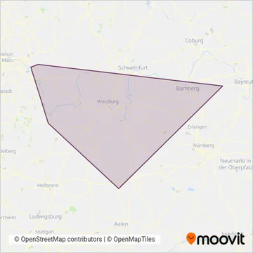 Схема покрытия компании DB RegioNetz Verkehrs GmbH Westfrankenbahn (Поезд)