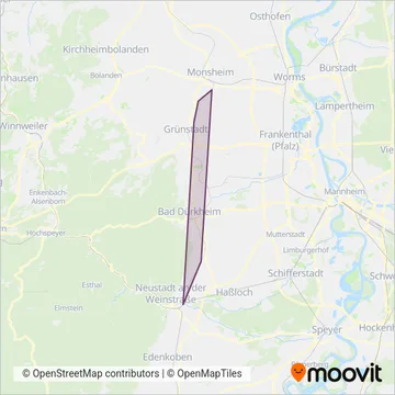 DB Regio AG Mitte Region Südwest (Bus) coverage area map