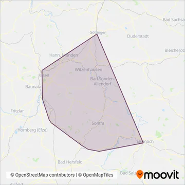cantus Verkehrsgesellschaft (Rail) coverage area map