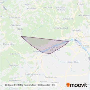 MittelrheinBahn (Trans Regio) - Bus coverage area map