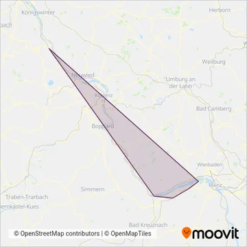 MittelrheinBahn (Trans Regio) - Bus coverage area map