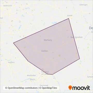 Схема покрытия компании Hessische Landesbahn GmbH (Автобус)