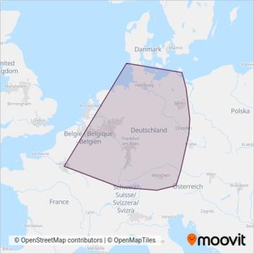 DB Fernverkehr AG coverage area map
