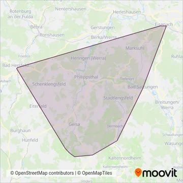 Схема покрытия компании Verkehrsunternehmen Wartburgmobil VUW gkAöR