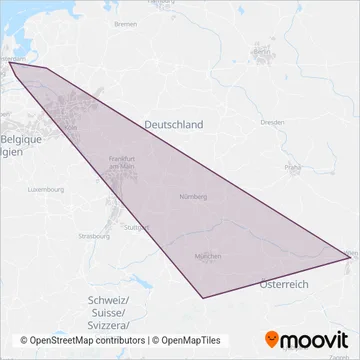 Österreichische Bundesbahnen coverage area map