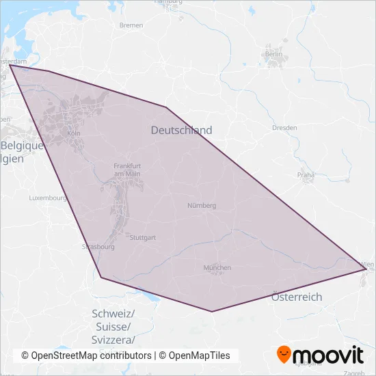 Österreichische Bundesbahnen coverage area map