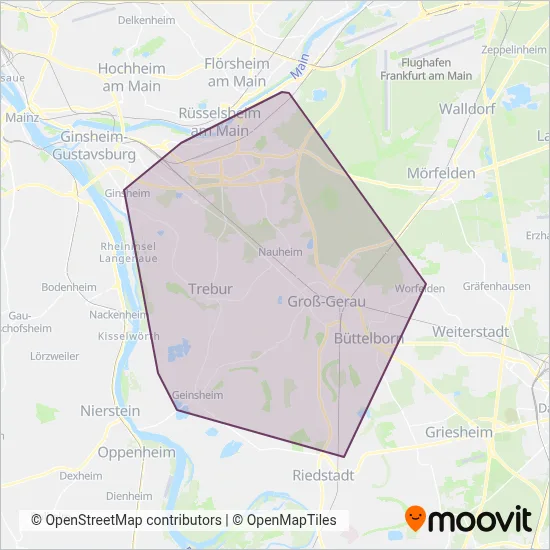 VerkehrsService GmbH Groß-Gerau (Bus) coverage area map