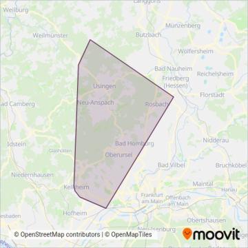 Regionalverkehre Start Deutschland GmbH Taunus (Rail) coverage area map