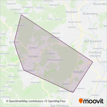 Схема покрытия компании Regionalverkehre Start Deutschland GmbH Taunus (Автобус)
