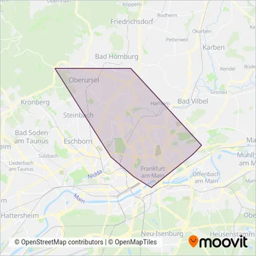 Схема покрытия компании Stadtwerke Verkehrsgesellschaft Frankfurt (Метро)