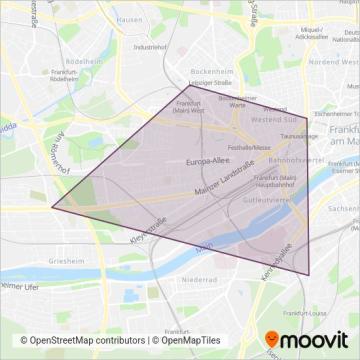 Stadtwerke Verkehrsgesellschaft Frankfurt (Bus) coverage area map