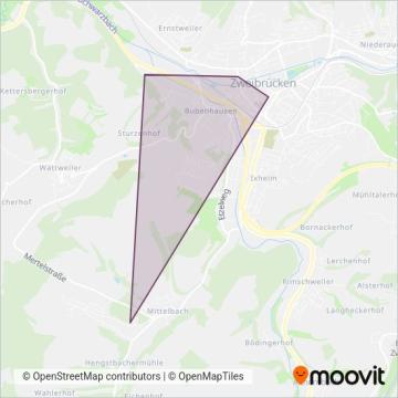 Stadtwerke Zweibrücken (Bus) coverage area map