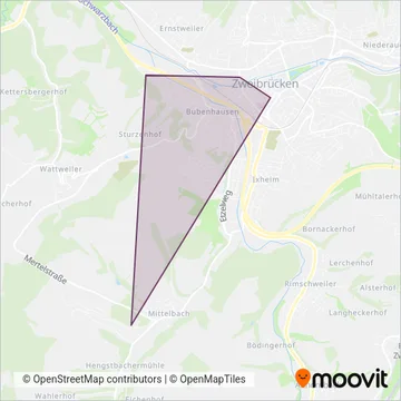 Stadtwerke Zweibrücken (Bus) coverage area map