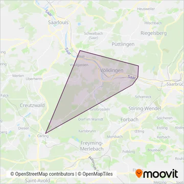 Схема покрытия компании VVB Völklinger Verkehrsbetriebe GmbH