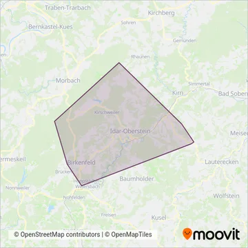Схема покрытия компании Nahverkehrsbetriebe Birkenfeld