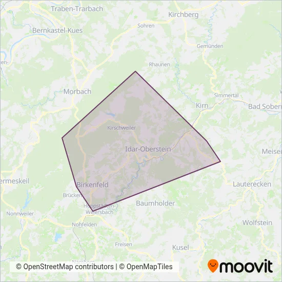 Nahverkehrsbetriebe Birkenfeld coverage area map