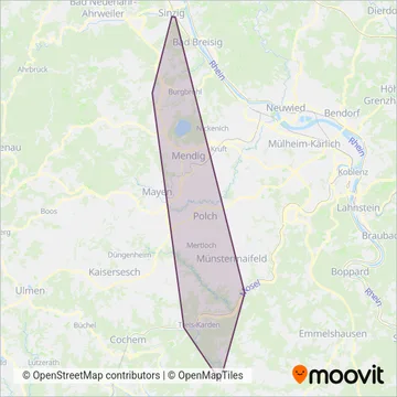 Схема покрытия компании Verkehrsbetriebe Mittelrhein AWV