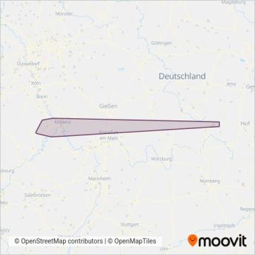 Verkehrsbetriebe Mittelrhein VREM coverage area map