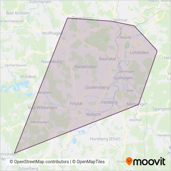 KVG Bus coverage area map