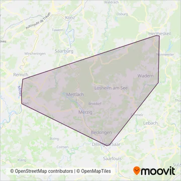 Verkehrsgesellschaft Merzig-Wadern coverage area map