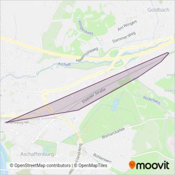 Схема покрытия компании Stadtverkehr Aschaffenburg (Поезд)